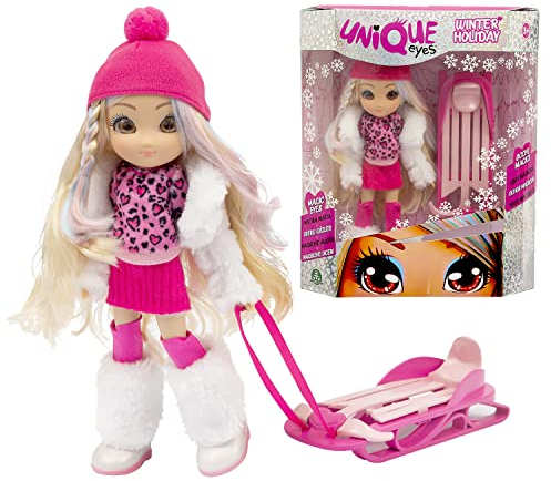 UNIQUE EYES, 25 cm große Puppe, mit ihrem Blick der Augen, mit Winterkleidung und Zubehör, Spielzeug für Kinder ab 3 Jahren, MYM17