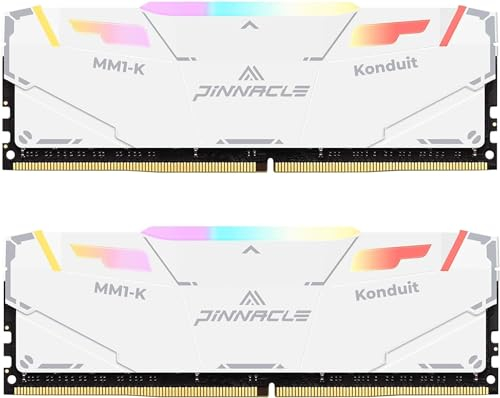 Timetec Pinnacle Konduit RGB 32GB KIT (2x16GB) DDR4 3600MHz PC4-28800 CL18-22-22-42 XMP2.0 Overclocking 1.35V Dual Rank Compatible pour AMD et Intel Desktop Gaming PC Memory Module RAM - Blanc
