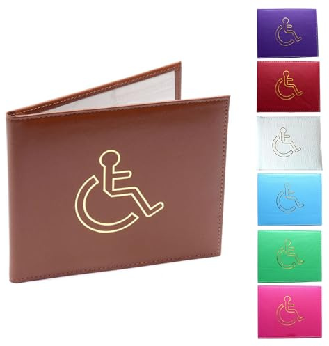 Soft Leather Disabled Badge Holder Wallet Disability Parking Badge Cover Holder by Glamified Disabled Blue Badge Display Holder… (Brown)