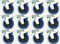 12 Stück 125mm Blue Wheels Lenkrollen mit Feststellbremse/Bremse FS Transportrollen Blau 200kg / Rad - INDUSTRIEQALITÄT (12x Brems)