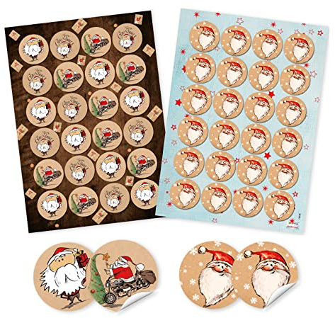 Logbuch-Verlag 2 x 24 Weihnachtsmann Aufkleber Merry Christmas Weihnachten Sticker für Geschenke & Weihnachtspäckchen Ø 4 cm
