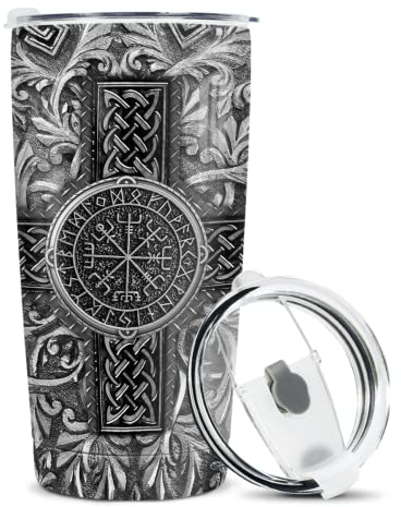 winorax Viking Gifts For Men Dad Nordic Vikings Tumbler 590 ml Edelstahl Isolierte Trinkbecher Kaffeebecher Tasse Geschenk für Vatertag Geburtstag Weihnachten