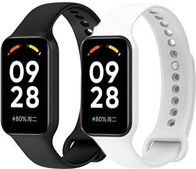 BOLUO 2 Pezzi Cinturini per Orologi per Xiaomi Redmi Smart Band 2 Strap,Cintura di Ricambio Silicone Bracelet Cinturino Wrist Strap Armband per Xiaomi Redmi Smart Band 2 Accessories (nero bianco)