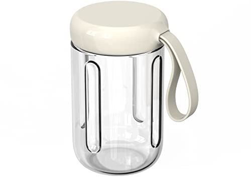 OTE Blender Portable Smoothie Cup Glass Jar 14oz Juicer juice Cup 400ml Mini High Boron Glass Sport Bottle Container To Go -Compatible Mini Shakes & Smoothies Cream Blend Mixer Cup, Beige