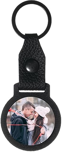 Rund Foto Schlüsselanhänger personalisierbar mit Wunschfoto Wunschbild als Geschenk Geschenkidee kohleschwarz