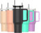 Mi Ko Mi Ka Taza Termo Café y Te para Llevar en Mano o en Coche - Taza Térmica de Acero Inoxidable con Tapa (1,2 Litros, Negro)