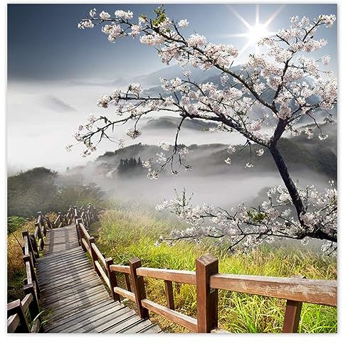 H839Z_NS1AI Stickers muraux Motif fleurs de cerisier du Japon 30 x 30 cm