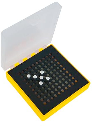 WPW Patronenbox für Kaliber .22, 22lfr, 22 Long Rifle & .25 ACP - Robuster Kunststoff - 100 Stück - Munitionsbox mit Klappdeckel - gelb-transparent