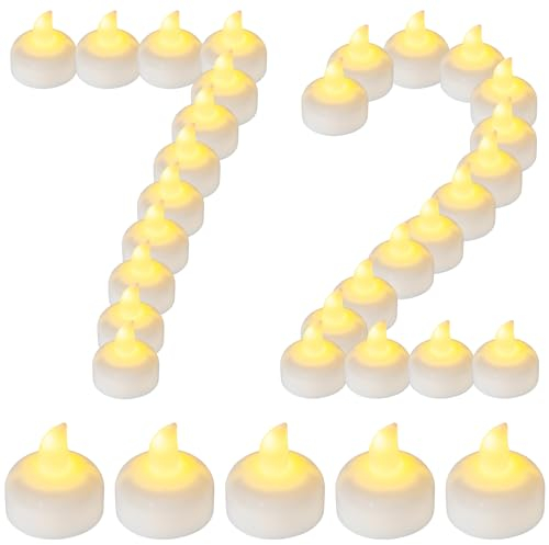 Yakpo 72 Pack Flameless Flickering Floating Tea Lights, Warm White Battery Operated Outdoor Waterproof Candles, LED Votive Tealight Candles Bulk for Wedding Centerpiece Vase Pond Halloween Decorations