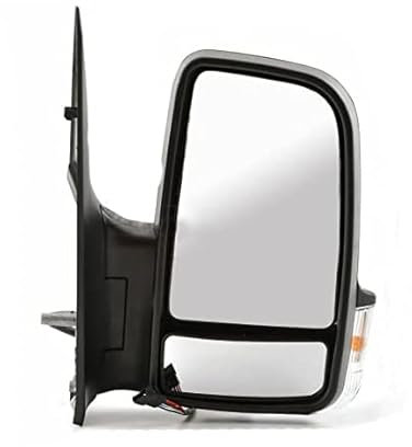 Seintech Door Wing Mirror Manual Heated Glass Black Short Arm - Right Driver Side O/S - Off-Side Compatible fit For Mercedes Sprinter 2006-18 (Indicator Flasher Lens)