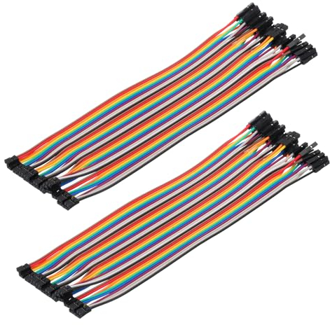 sourcing map 2.0MM(2P) Female to 2.54MM(1P) Female Breadboard Jumper Wire 2.54MM Pitch Ribbon Cable 20cm Long Electronics Breadboard Ribbon Cables for Breadboard Electronic Projects Pack of 2