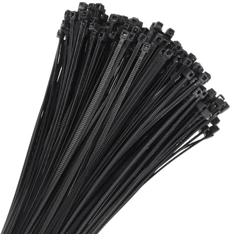 sourcing map 250pcs 12 Inch 22 Lbs Cable Zip Ties Self-Locking Long Nylon Cable Tie Wraps 4mm for Cord Management, Black