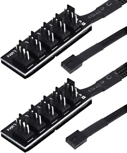 AEDIKO 2pcs PWM Fan Splitter Extension Cable 1 to 5 Computer Fan Splitter Cable Compatible with 3 & 4 Pin PC Cooling Fans