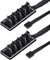 AEDIKO 2pcs PWM Fan Splitter Extension Cable 1 to 5 Computer Fan Splitter Cable Compatible with 3 & 4 Pin PC Cooling Fans