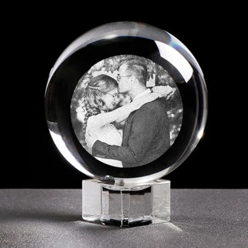 Glas-Fotokugel Personalisierte Kristallkugel.schneekugel Mit Foto,schneekugel Personalisiert. 2D Kristallkugel Ornament, Geschenk Für Mutter, Hochzeits,Dame (with Crystal Base,3D 6 cm)