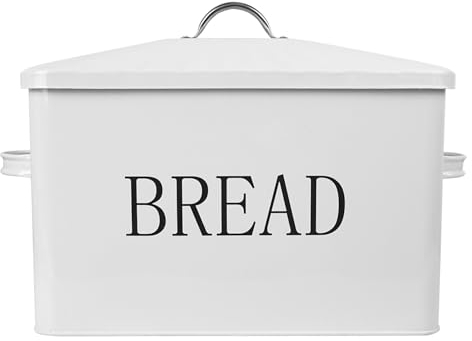 DreamsEden Panera grande de metal, contenedor de almacenamiento para encimera de cocina (blanco)