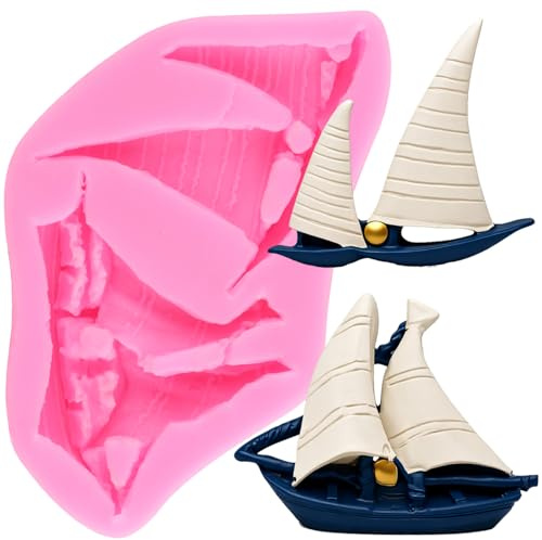 XMOLDNMS Sailboat Silicone Moulds Sailing Boat Fondant Mould for Cake Decorating Cupcake Topper Chocolate Candy Gum Paste Polymer Clay