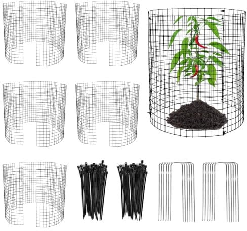 18 PCS Round Plant Protector from Animals, 6Pack 12'' x 12'' Metal Plant Cages,18Pcs Metal Mesh to Keep Animals Out, Garden Protection Bunny Barricades, Wire Plant Protectors for Rabbits Chicken Duck