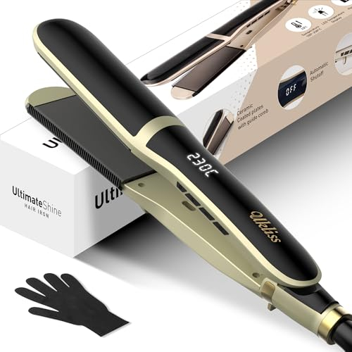 UKLISS Professioneller Glätteisen, Haarglätter mit breiten Platten für langes, dickes oder lockiges Haar, 2 in 1 Glätteisen Locken und Glätten, 30 s Aufheizzeit, mit LCD-Display, 100–230°C