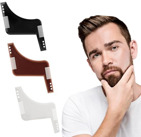 cobee Bartschablone Herren, 3 Stück Bartschablonen Bart Konturen Schablone Beard Shaper Bart Rasur Schablone Bartschablone für kinderleichtes Schneiden Bartformen für Kinnbart Koteletten Hals (3)
