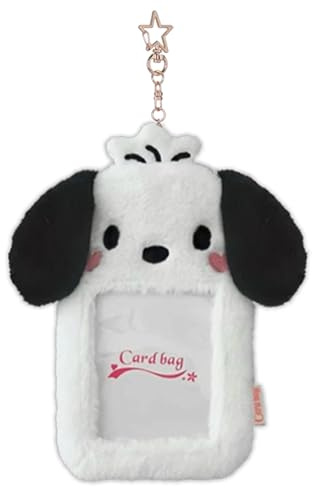 Roffatide Animation pochacco Girls Peluche Photo Base de Tarjeta, Llavero Lindo Dibujo Animado Base de Tarjeta de identificación de Tarjeta de crédito Cubierta Protectora teñida