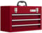 DURHAND Werkzeugkoffer leer, 51 x 22 x 32 cm Werkzeugkasten mit 3 Schubladen, oberes Staufach, Handgriff, Werkzeugkiste mit 2 Schloss, aus Stahl, Rot
