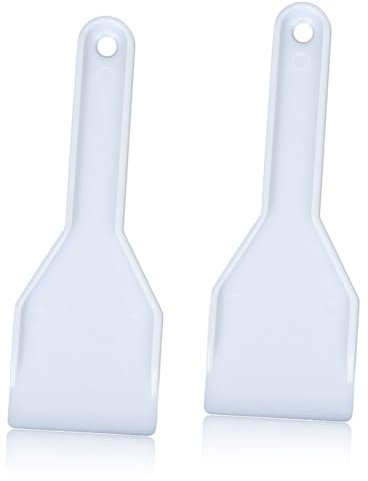JEYORZY 2 piezas Raspadores de Hielo para Congelador,Pala para Quitar Hielo,Descongelador de Plástico para Nevera y Cocina Casera, ¡Elimina el hielo y descongela tus alimentos fácilmente(Blanco)