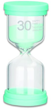 Reloj de Arena, Temporizador, 30 Minuto Temporizador de Reloj Arena Colorido, Que Se Cepillan Los Dientes, con Extremos de Goma Blanda, para Cocina Casera, Oficina, Verde