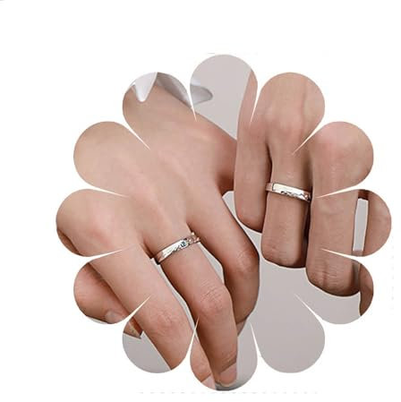 Crymystal Sonne und Mond Paar Ringe Set Einstellbare Ringe Schwarz Weiß Paar Ringe für Freundin und Freund Schmuck (Stil:H)