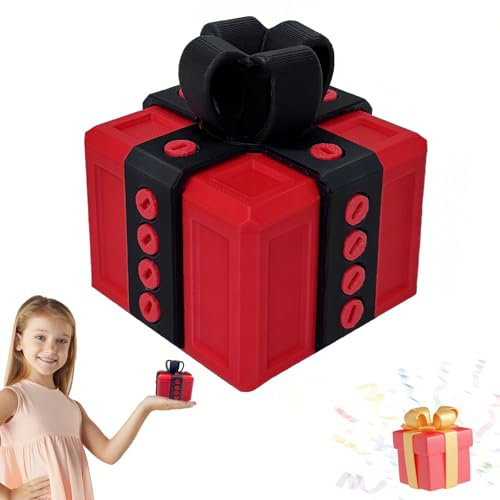 SI SEN 3D-Gedruckte Geschenk Box, Neuheit Streich Geschenk-Box, Nervige Geschenkbox, für Büroschreibtisch-Deko Oder zur Heimdekoration (Rot)