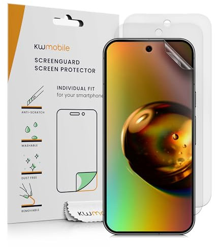 kwmobile 3X Film Protection Compatible avec Google Pixel 9a - 3X Film de Protection d'Écran Mat pour Téléphone en Plastique