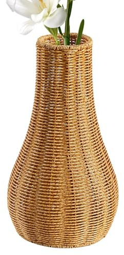 Vaso Boho Rattan, vaso di fiori di vimini intrecciati per l'erbas Pampas, supporto per piante artistiche da 10 poho per il centrotavola da tavolo in casa