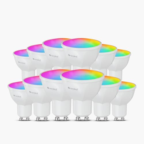 Nanoleaf Matter GU10 Smart LED Lampe - 12 RGBCW Dimmbar Glühbirne, Bildschirm Sync, 16 Mio. Farben, 400 Lumen, WiFi App/Sprachsteuerung (Alexa, Apple, Google), ideal für Wohn- & Schlafzimmer Deko