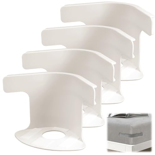 HUTRADE Bettwäschenhalter Set-4 Stück Bettlakenhalter Halten Sie die Bettlaken fest an Ort und Stelle, Hochleistungs-Bettlakenhalter Eckmontage Bettlakenriemen für alle Matratzengrößen (4, Weiße)
