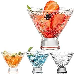 ZEBAN Set di 4 bicchieri da cocktail vintage per gelato, 226,8 g, in cristallo, con base pesante, per Martini, cocktail, Margarita, Cosmopolitan, Pisco Sour, Brandy, Manhattan