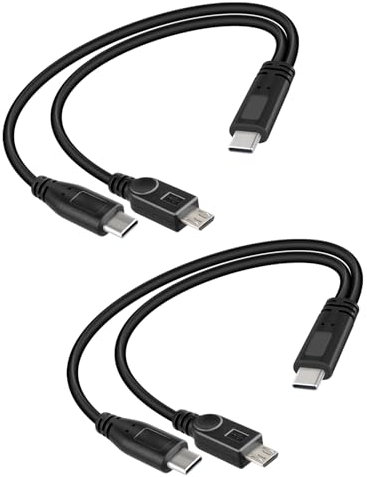 YANBORONSN 2 en 1 multi usb c mâle vers type c et connecteur micro usb séparateur en y câble de charge court-pas de transfert de données (pack de 2)