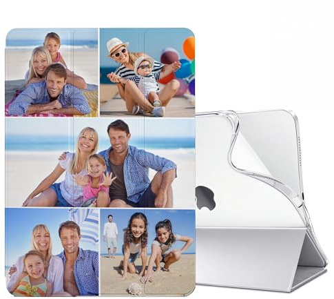 Personalised Case Compatible with All iPad models iPad 10th, 9th Gen,6th Gen, 5th Gen, Mini, Air – Collage Photo Black Silicon Shockproof Cover - Personalize with 5 Photos