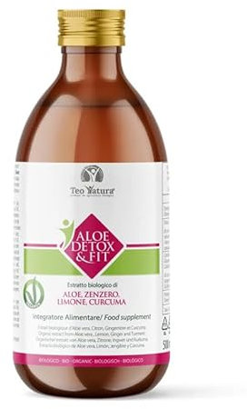 Aloe Detox & Fit - Bevanda Biologica con Aloe Vera, Zenzero, Limone e Curcuma - 500 ml