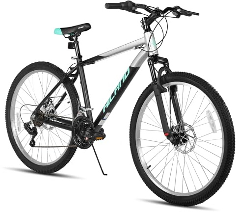 Hiland 26 Inch Mountain Bike for Adult, 18 Speed Mens Womens MTB with Disc Brakes, Mountain Bike with Suspension Fork, Black