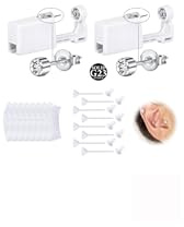WillTen G23 Titan Piercing Stechen Set Gold Silber, 2Pack Ohrring Pistole mit vorinstallierten steckern, Ohrring Stechen für Ohrläppchen Ohrknorpel, Piercing Set mit Ohrmuschelüberzügen