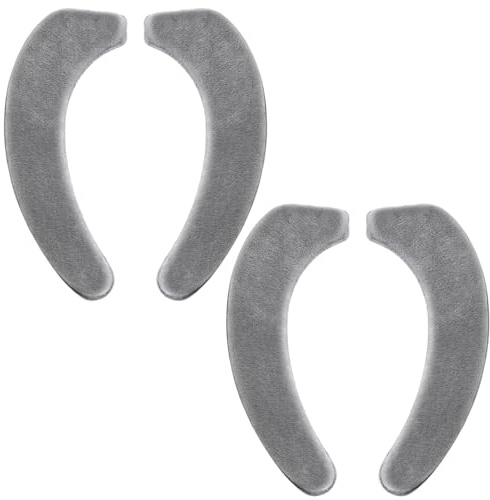 Toilet Seat Covers, Satiskid 2 Pairs Flannel Soft and Thicker Bathroom Toilet Seat Cushion Self-Adhesive Warmer Toilet Seat Mat Cover Pad Closestool, Washable and Reusable