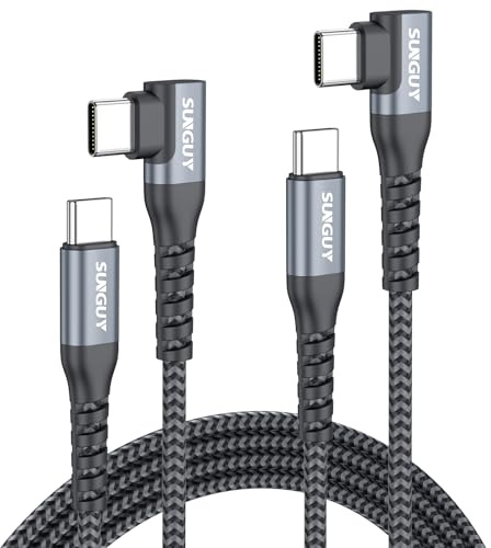 SUNGUY USB C Kabel Winkel - [2 m, 2 Pack] 60W USB C Schnellladekabel 90 Grad USB Typ C Datenkabel, Abgewinkelt USBC Ladekabel Android Auto Carplay für i-Phone 17/16/15 Serie, MacBook, iPad, Pixel