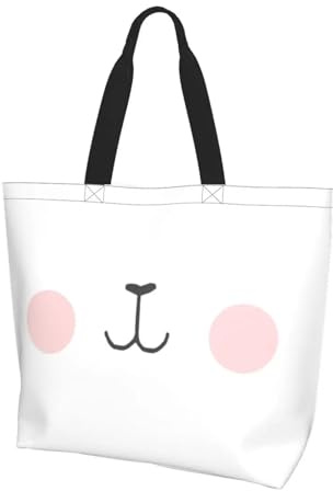 QIOEURYU Canvas-Tragetasche Milchbär und Mokka Bär Shopping Große Kapazität Umhängetaschen Shopper Lebensmittelhandtasche für Frauen Chultertasche Feiertags-oder Geburtstagsgeschenke