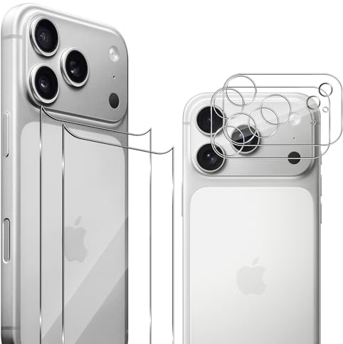 HidWee Kompatibel mit iPhone 17 Pro für Panzerglas Rückseite Schutzfolie, 2 Stück Schutzglas Zurück Folie & 2 Stück Kamera Schutzfolie, HD Klar 9H Härte Hinten DisplaySchutzfolie & Kameraschutz