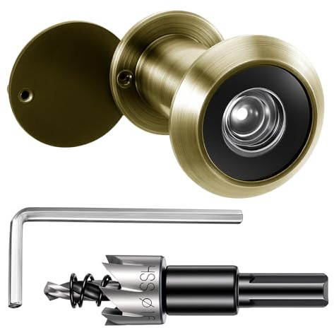 200°Weitwinkel Türspion mit Sichtschutz Ø 16mm Spion Optische Glaslinsen mit Bohrer Einstellbare Länge Türspion für 35-60mm Dicke Türen (Bronze)