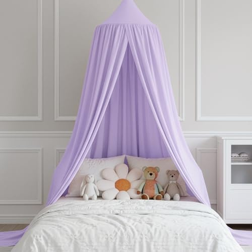 BREEZENEST Bed Canopy Mosquito Net for Twin/Full/Queen Beds – Soft Polyester Bed Cover, Breathable & Skin-Friendly, Blocks Glare, Protects Against Mosquitoes, Easy Installation (Purple)