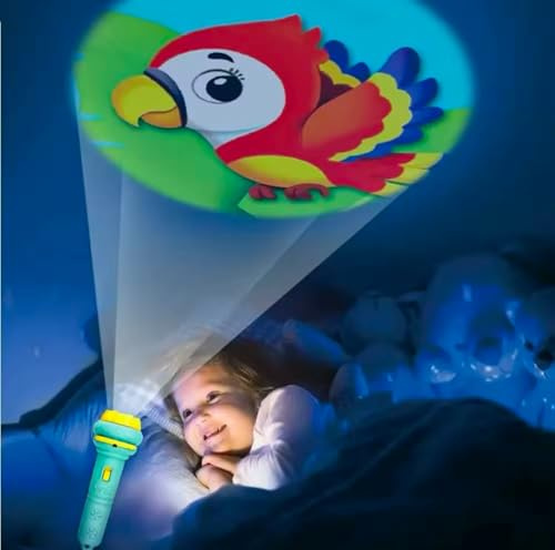 CHITHARA Flashlight Projector for Kids, 80-Pattern Cartoon,10 Slide Discs | 2-in-1 LED Night Light & Early Learning toddler, Best Birthday Gift for Boys & Girls (Pink)