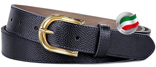 FOMAX Ledergürtel Made in Italy Handgemacht, Echtleder 3cm Breit | Gekörnt Leder Vollledergürtel für Damen Herren, Gürtel für Jeans Hosen Kleider Mode Nette Taille, Genarbter