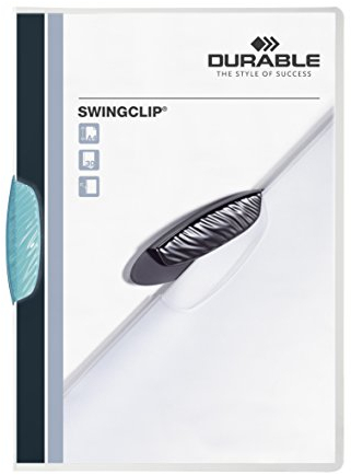 DURABLE Hunke & Jochheim Klemm-Mappe SWINGCLIP®, PP, 30 Blatt, mittelblaue Klemme, Mappe transparent