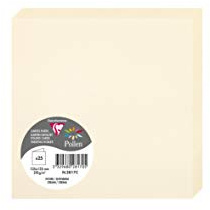 Clairefontaine 2817C Packung (mit 25 Doppelkarten Pollen, Gefaltet, 135 x 135 mm) 210g, elfenbein